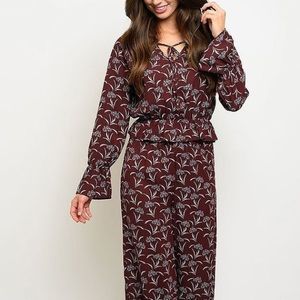 FLORLA PRINT LONG SLEEVE TOP AND PANTS SET